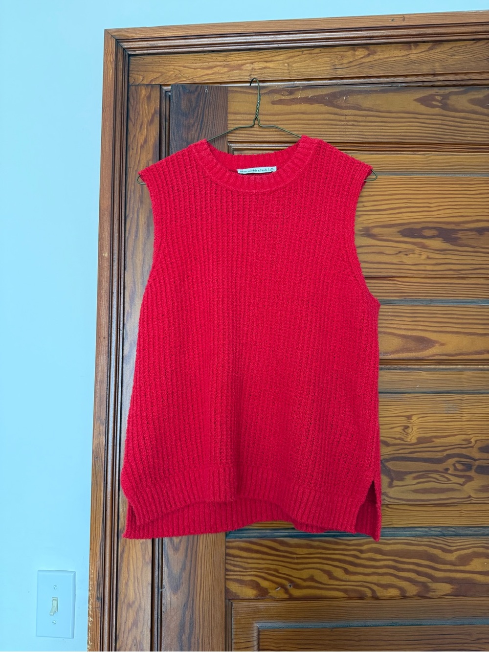 Abercrombie & Fitch Bright Red Textured Knit Top